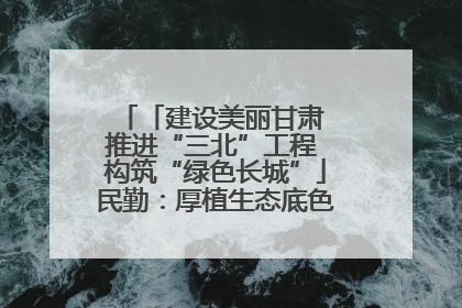 「建设美丽甘肃 推进“三北”工程 构筑“绿色长城”」民勤：厚植生态底色 筑牢绿色屏障