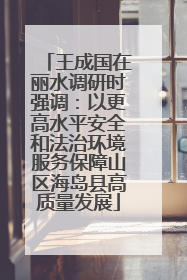 王成国在丽水调研时强调：以更高水平安全和法治环境服务保障山区海岛县高质量发展