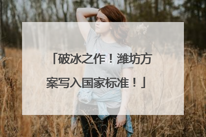 破冰之作！潍坊方案写入国家标准！