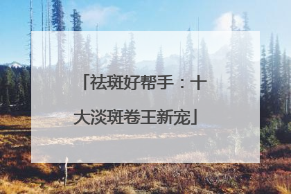 祛斑好帮手：十大淡斑卷王新宠