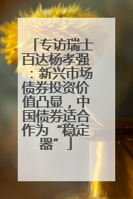 专访瑞士百达杨孝强：新兴市场债券投资价值凸显，中国债券适合作为“稳定器”