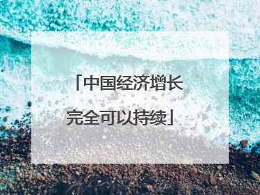 中国经济增长完全可以持续