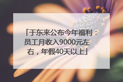 于东来公布今年福利：员工月收入9000元左右，年假40天以上