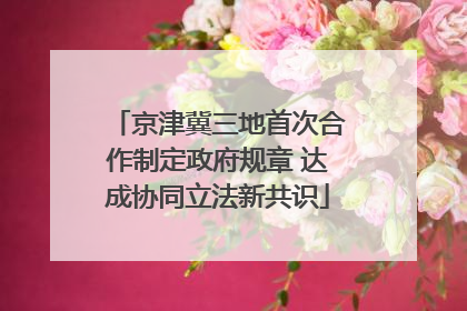 京津冀三地首次合作制定政府规章 达成协同立法新共识