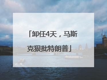 卸任4天，马斯克狠批特朗普