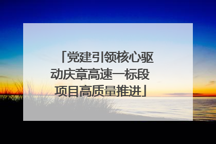 党建引领核心驱动庆章高速一标段项目高质量推进