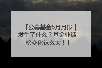 公募基金5月月报｜发生了什么？基金业绩榜变化这么大！