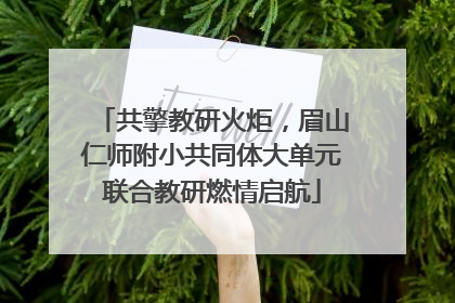 共擎教研火炬，眉山仁师附小共同体大单元联合教研燃情启航