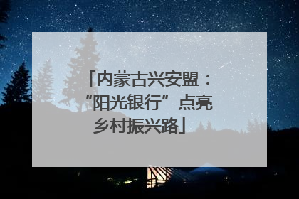 内蒙古兴安盟:“阳光银行”点亮乡村振兴路