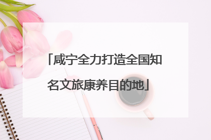 咸宁全力打造全国知名文旅康养目的地