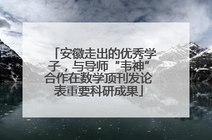 安徽走出的优秀学子，与导师“韦神”合作在数学顶刊发论表重要科研成果