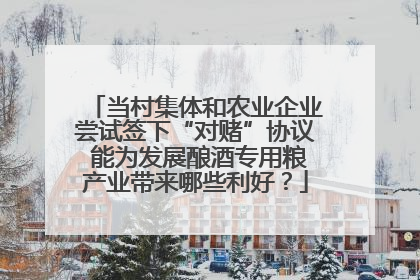 当村集体和农业企业尝试签下“对赌”协议 能为发展酿酒专用粮产业带来哪些利好？