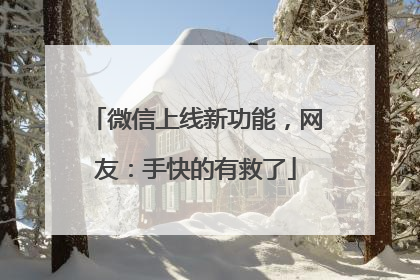 微信上线新功能，网友：手快的有救了