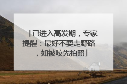 已进入高发期，专家提醒：最好不要走野路，如被咬先拍照