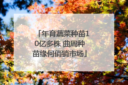 年育蔬菜种苗10亿多株 曲周种苗缘何俏销市场