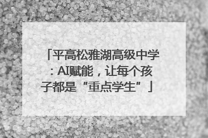 平高松雅湖高级中学：AI赋能，让每个孩子都是“重点学生”