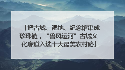 把古城、湿地、纪念馆串成珍珠链，“鲁风运河”古城文化廊道入选十大最美农村路