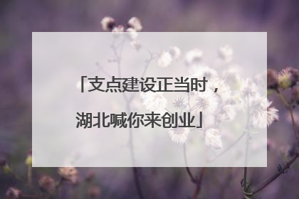 支点建设正当时，湖北喊你来创业