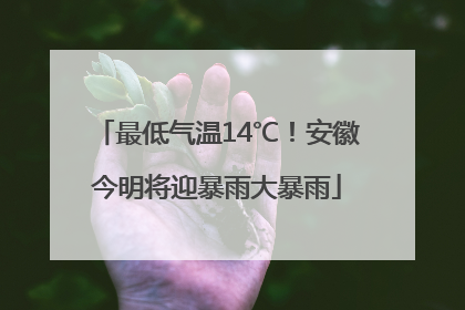 最低气温14℃！安徽今明将迎暴雨大暴雨