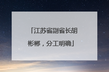 江苏省副省长胡彬郴，分工明确