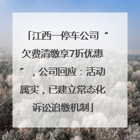 江西一停车公司“欠费清缴享7折优惠”，公司回应：活动属实，已建立常态化诉讼追缴机制