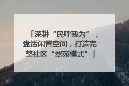 深耕“民呼我为”，盘活闲置空间，打造完整社区“翠苑模式”
