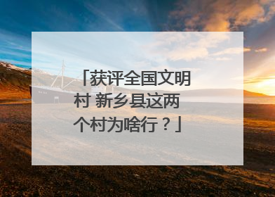 获评全国文明村 新乡县这两个村为啥行？
