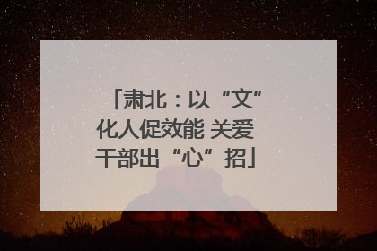 肃北：以“文”化人促效能 关爱干部出“心”招
