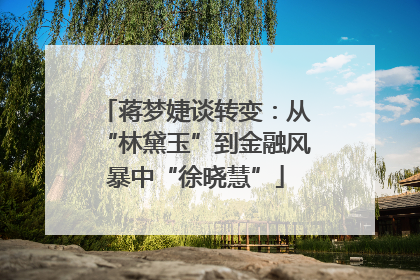 蒋梦婕谈转变：从“林黛玉”到金融风暴中“徐晓慧”
