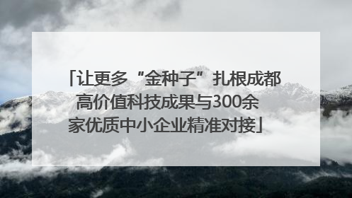 让更多“金种子”扎根成都 高价值科技成果与300余家优质中小企业精准对接