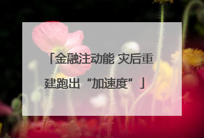 金融注动能 灾后重建跑出“加速度”