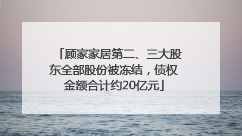 顾家家居第二、三大股东全部股份被冻结，债权金额合计约20亿元