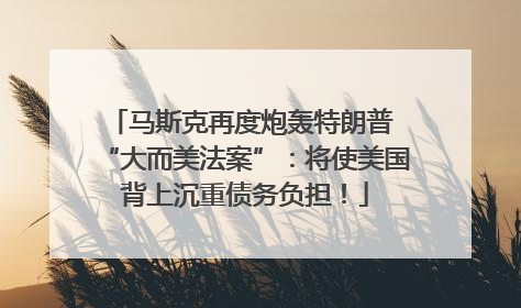 马斯克再度炮轰特朗普 “大而美法案”：将使美国背上沉重债务负担！