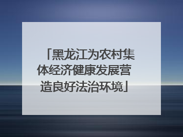 黑龙江为农村集体经济健康发展营造良好法治环境