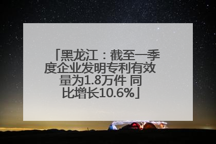 黑龙江：截至一季度企业发明专利有效量为1.8万件 同比增长10.6%