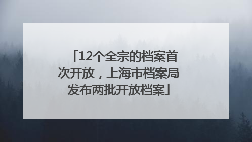 12个全宗的档案首次开放，上海市档案局发布两批开放档案