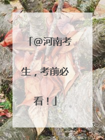 @河南考生，考前必看！